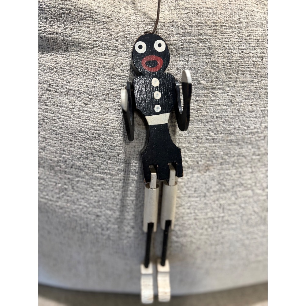 Vintage‎ Wooden vintage dancing Puppet Toy Black Figure Jointed Limbs